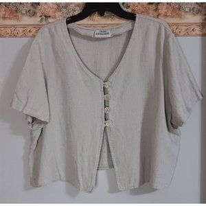Dress Excellent XL Beige Button Lagenlook Boho Minimalist Classic Boxy Top